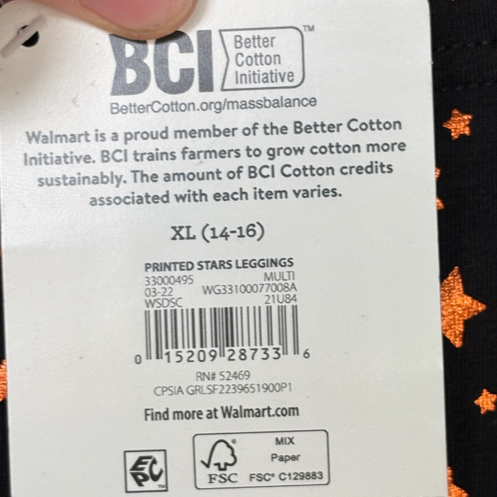 NWT Kids Star Patterned Leggings - Black and Orange - Picture 4 of 7
